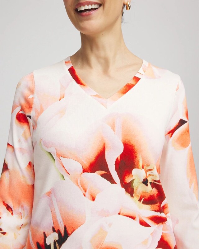 Tropical Floral 3/4 Sleeve Tee - image 4